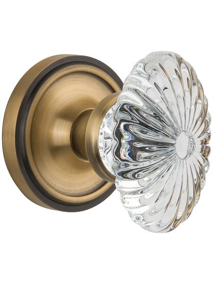Classic Rose with Oval Fluted Knob in Antique Brass with .